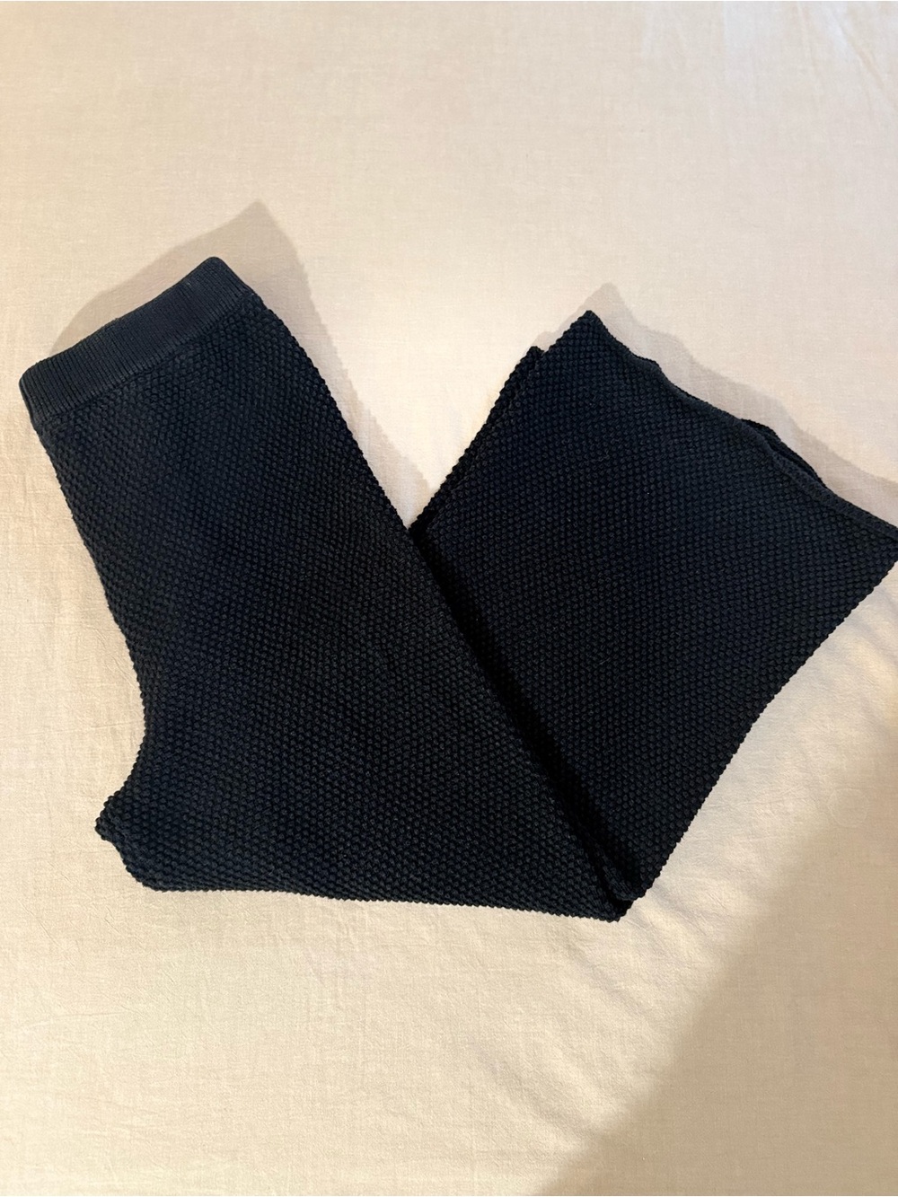 FP Beach Black Textured Wide-Leg Knit Cropped Pants Medium - Picture 3 of 8